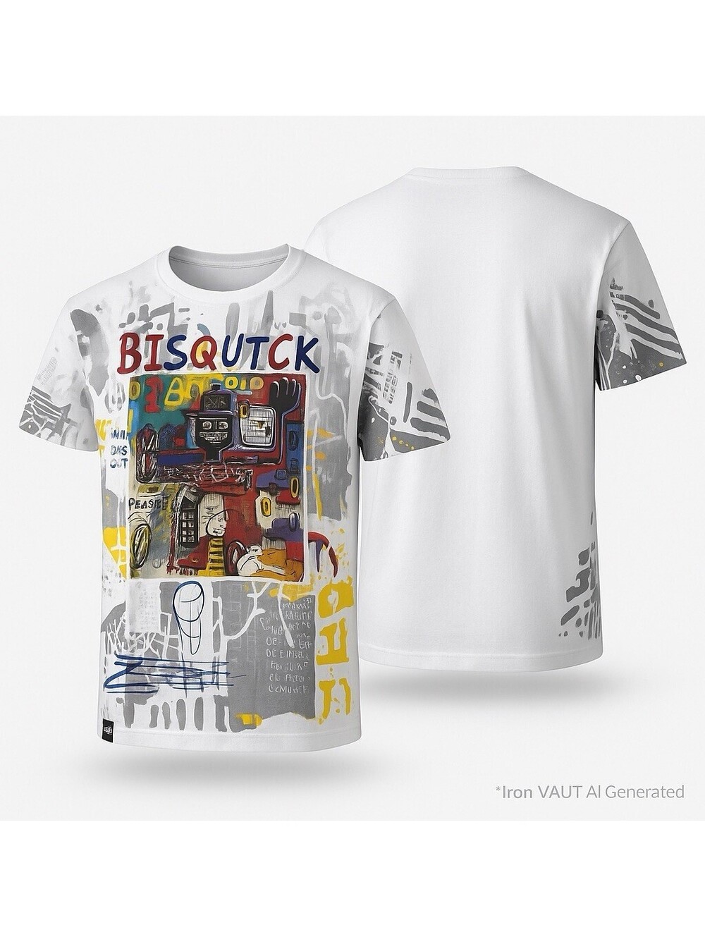 Contender Mens White Graphic Tee Size Large 2XL 3XL 5XL Bisquik Art Print 1KT333